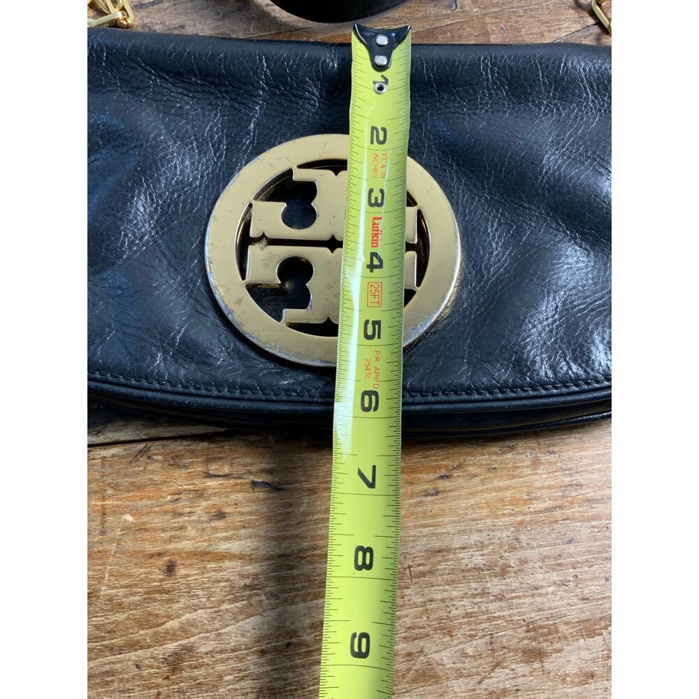 Tory Burch Reva Black Leather Detachable Gold Chain Crossbody Clutch - Picture 7 of 10